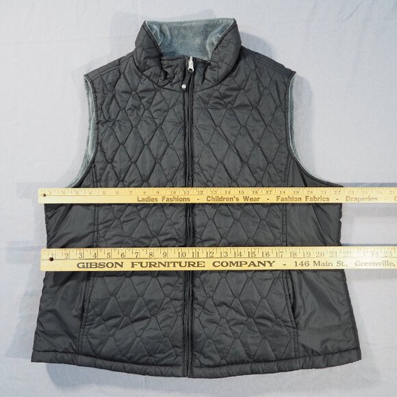 Free Country Vest Womens Extra Large Black Gray Reversible Quilted Faux Fur Soft - Picture 7 of 9